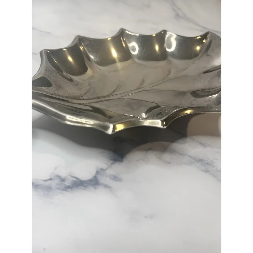 Vintage Hugo Silver Plated Leaf Shaped Tray MCM 9.5x5